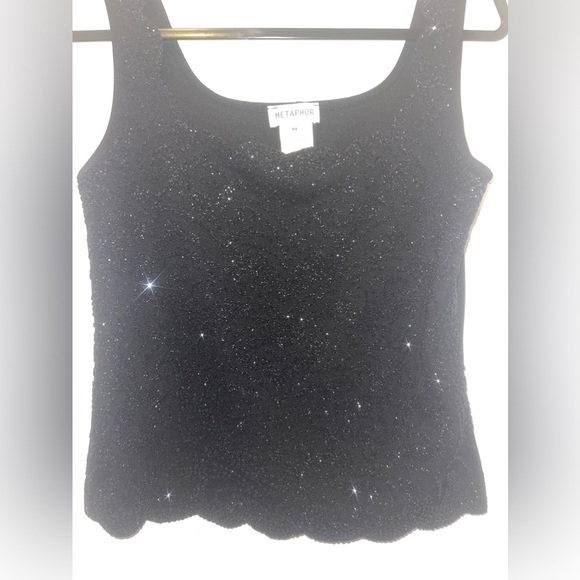 BLACK  SPARKLY METAPHOR SHIRT SIZE M - Picture 4 of 8